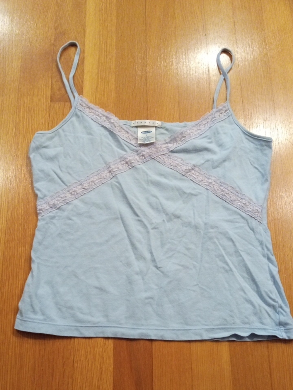 Old Navy Blue Lace Detail Y2K Tank Large